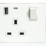 1 Gang SP Switched BS Socket with Neon & 1 USB Charger 5V 2.1A /13A 250V