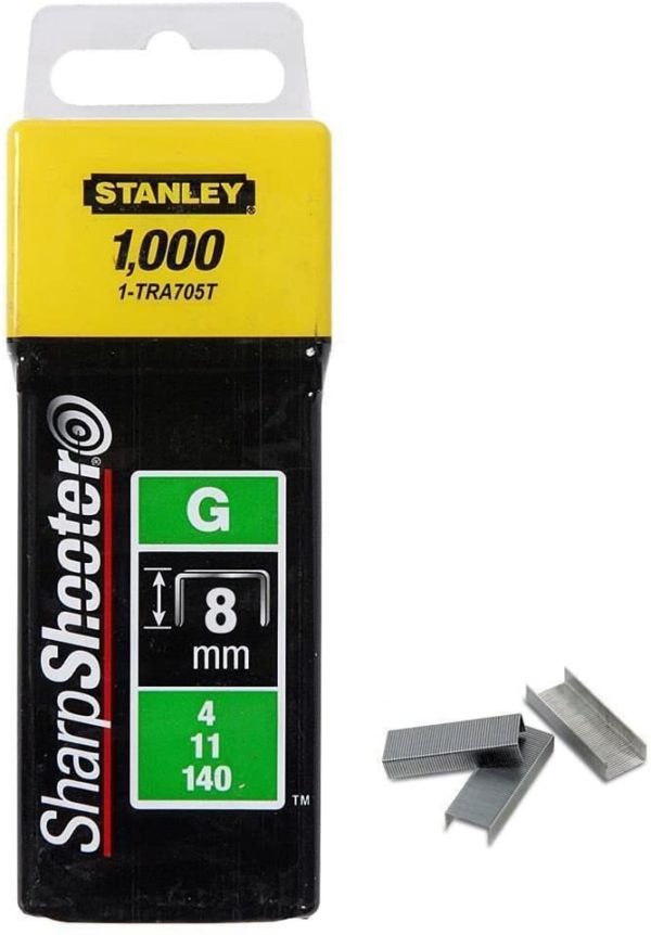 Stanley 1-TRA705T Type G Staples (1000 piece) 8mm, Silver