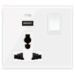 1 GANG SP SWITCHED UNIVERSAL SOCKET 13A 250V WITH 1 USB CHARGER 5V 1.0A