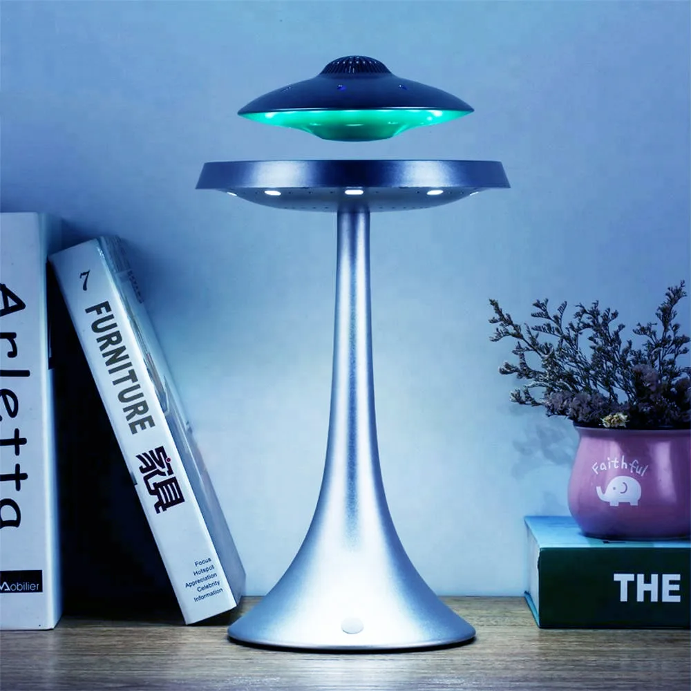 Levitation LED table lamp with UFO shape Bluetooth speaker