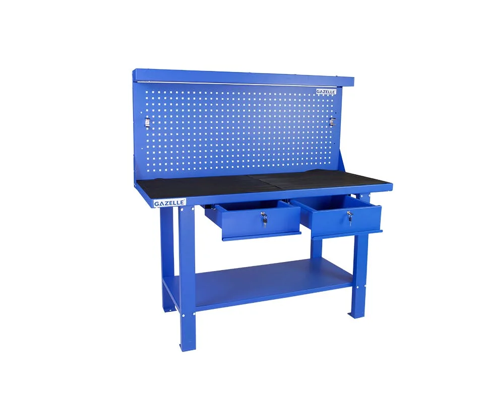 GAZELLE G2605 59 INCH STEEL WORKBENCH WITH PEGBOARD AND DRAWERS