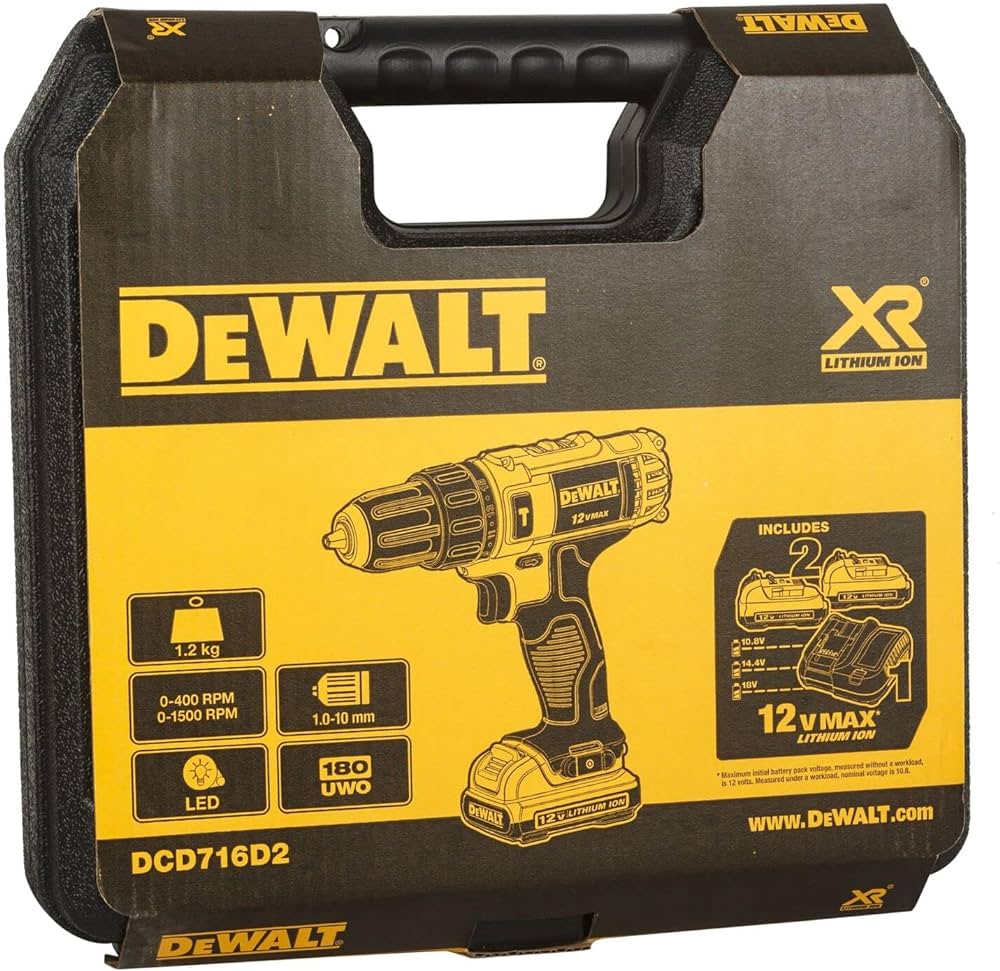 DeWalt DCD716D2-B5 12v Hammer Drill Driver 2 x 2.0AH Batteries & Charger