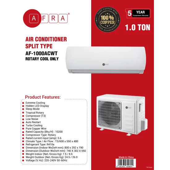 AFRA 1.0 TON WALL MOUNT SPLIT AIR CONDITIONER