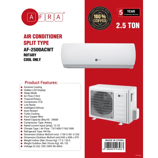 AFRA 2.5 TON WALL MOUNT SPLIT AIR CONDITIONER