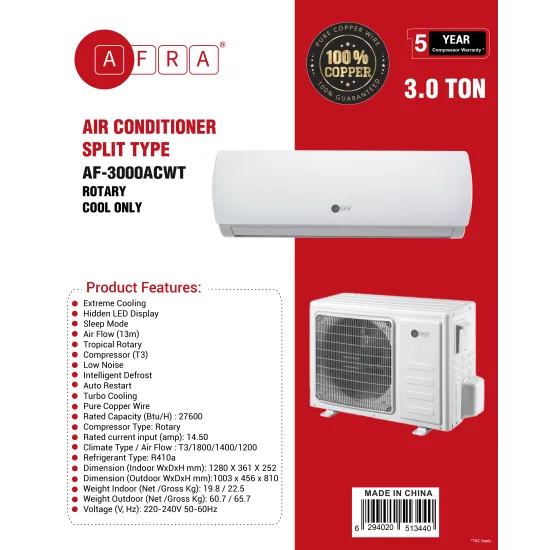 AFRA 3.0 TON WALL MOUNT SPLIT AIR CONDITIONER