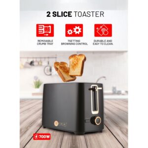 AFRA BREAKFAST TOASTER 2 SLOTS 700W BLACK