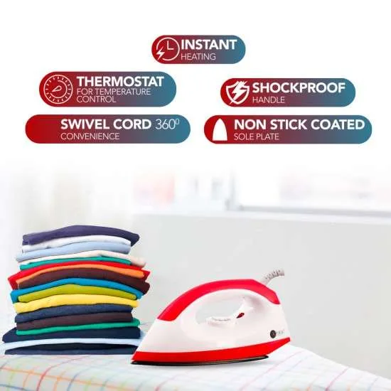 AFRA DRY IRON 1000W WHITE RED