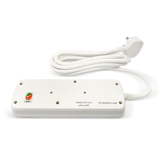 AFRA UNIVERSAL EXTENSION CORD 2 WAY 2 USB 3MTR GRE