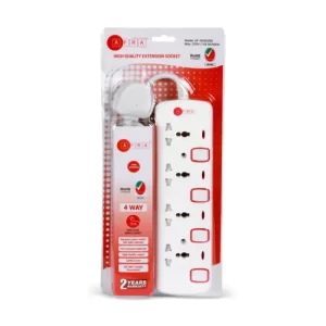 AFRA UNIVERSAL EXTENSION CORD 4 WAY 3MTR RED