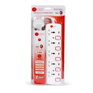 AFRA UNIVERSAL EXTENSION CORD 5 WAY 3MTR RED